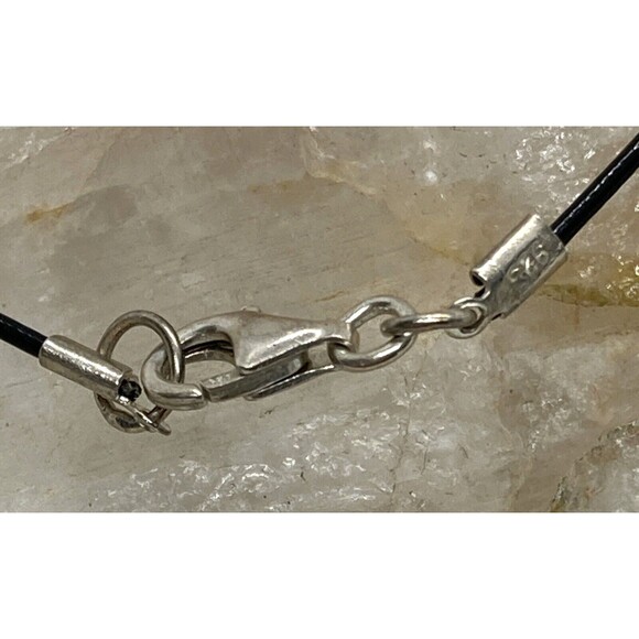 Vintage Labradorite Stone Inlay Pendant 18.5'' Necklace Sterling 925 Silver 16g - Picture 6 of 8